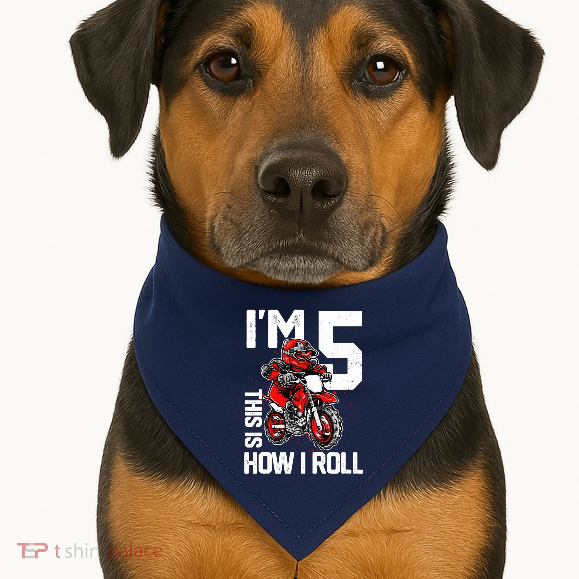 Im 5 This Is How I Roll Dirt Bike 5th Birthday Party Boy USA-Made Doggie Bandana