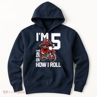 Im 5 This Is How I Roll Dirt Bike 5th Birthday Party Boy Hoodie thumb 0