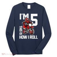 Im 5 This Is How I Roll Dirt Bike 5th Birthday Party Boy Long Sleeve Shirt thumb 0