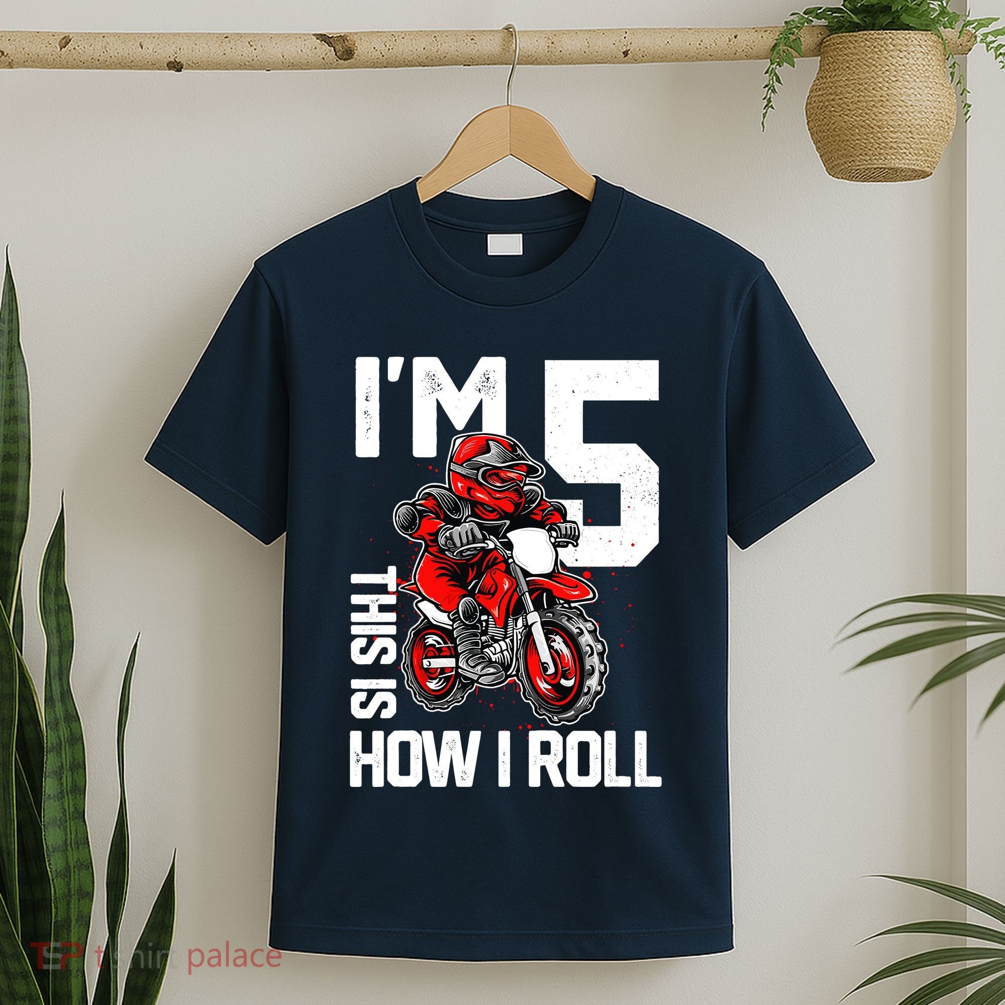 Im 5 This Is How I Roll Dirt Bike 5th Birthday Party Boy T-Shirt