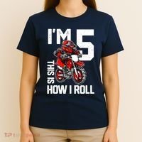 Im 5 This Is How I Roll Dirt Bike 5th Birthday Party Boy T-Shirt thumb 4