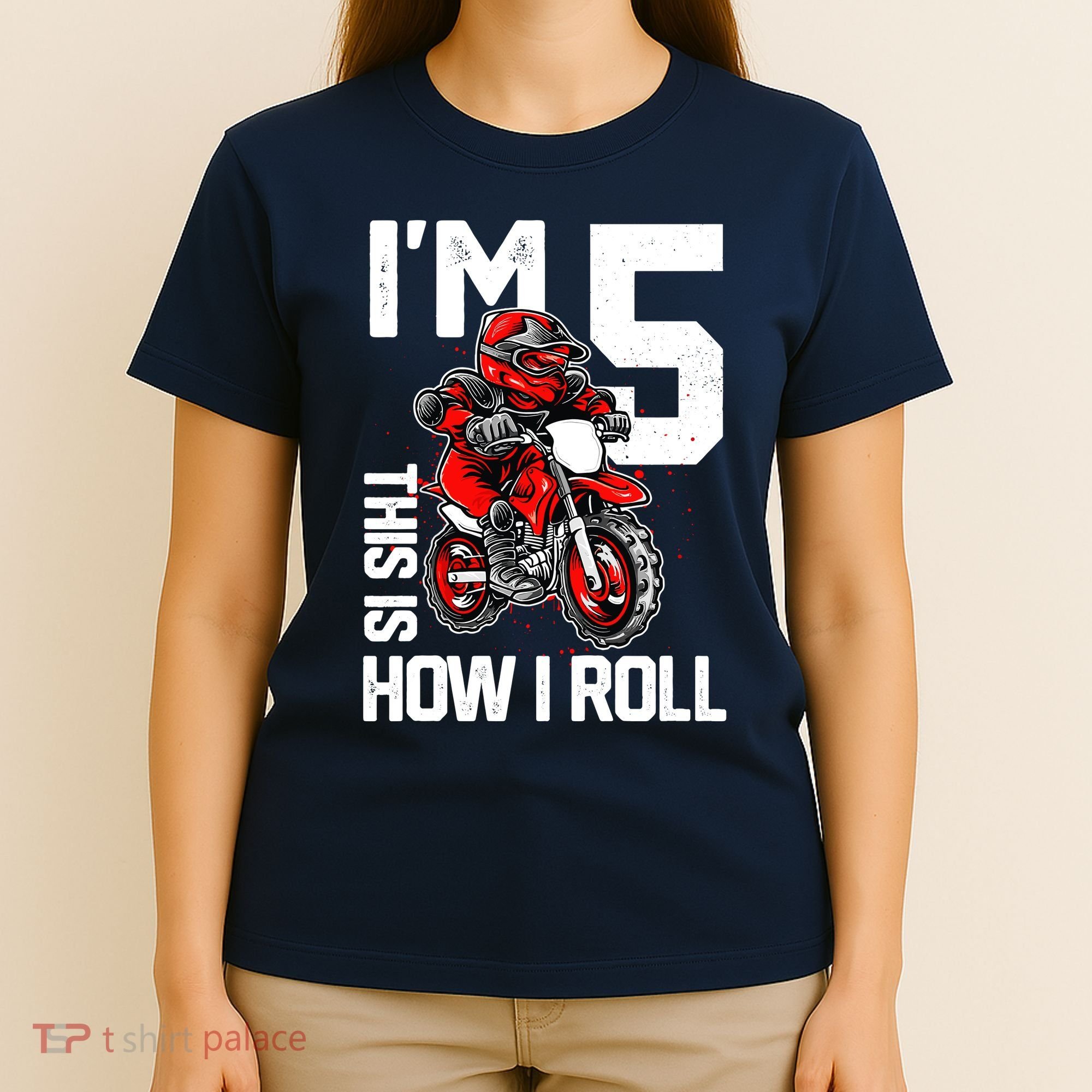Im 5 This Is How I Roll Dirt Bike 5th Birthday Party Boy T-Shirt