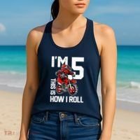 Im 5 This Is How I Roll Dirt Bike 5th Birthday Party Boy Women's Tank Top thumb 2