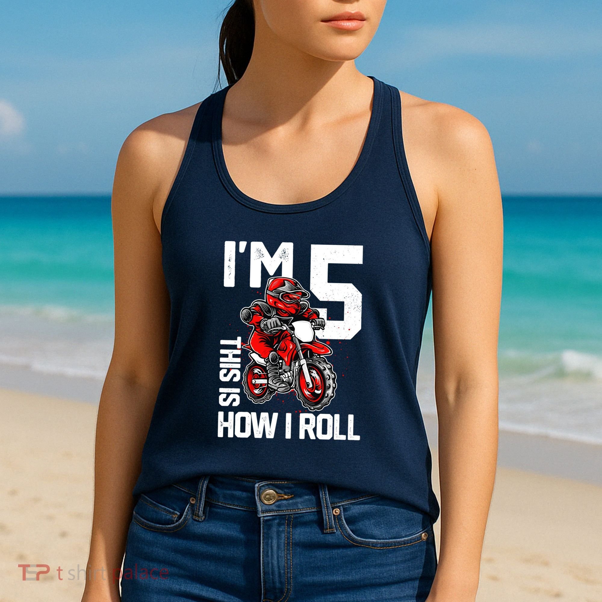 Im 5 This Is How I Roll Dirt Bike 5th Birthday Party Boy Women's Tank Top