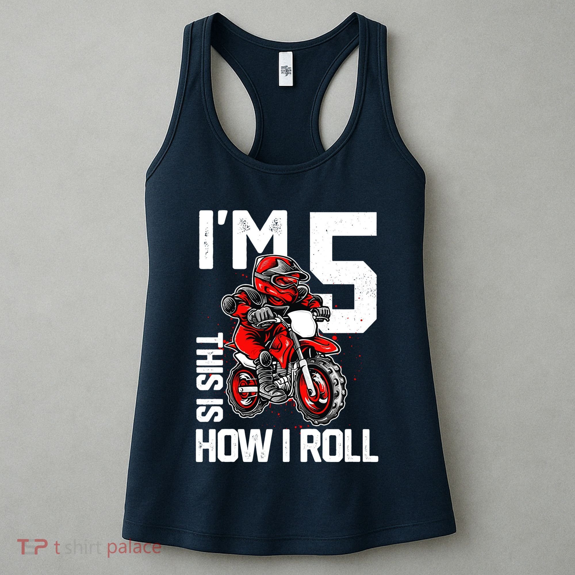 Im 5 This Is How I Roll Dirt Bike 5th Birthday Party Boy Women's Tank Top