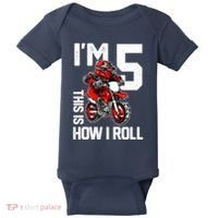 Im 5 This Is How I Roll Dirt Bike 5th Birthday Party Boy Baby Bodysuit thumb 0