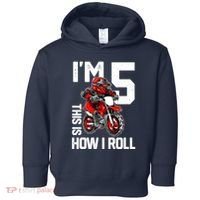 Im 5 This Is How I Roll Dirt Bike 5th Birthday Party Boy Toddler Hoodie thumb 0