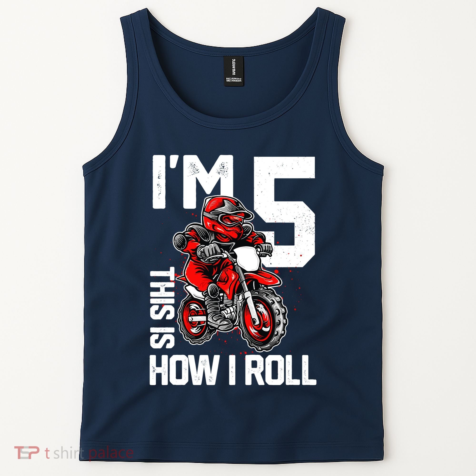Im 5 This Is How I Roll Dirt Bike 5th Birthday Party Boy Tank Top