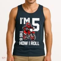 Im 5 This Is How I Roll Dirt Bike 5th Birthday Party Boy Tank Top thumb 3