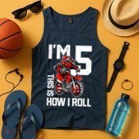 Im 5 This Is How I Roll Dirt Bike 5th Birthday Party Boy Tank Top thumb 4