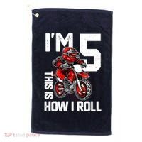 Im 5 This Is How I Roll Dirt Bike 5th Birthday Party Boy Golf Towel thumb 0