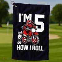 Im 5 This Is How I Roll Dirt Bike 5th Birthday Party Boy Golf Towel thumb 1