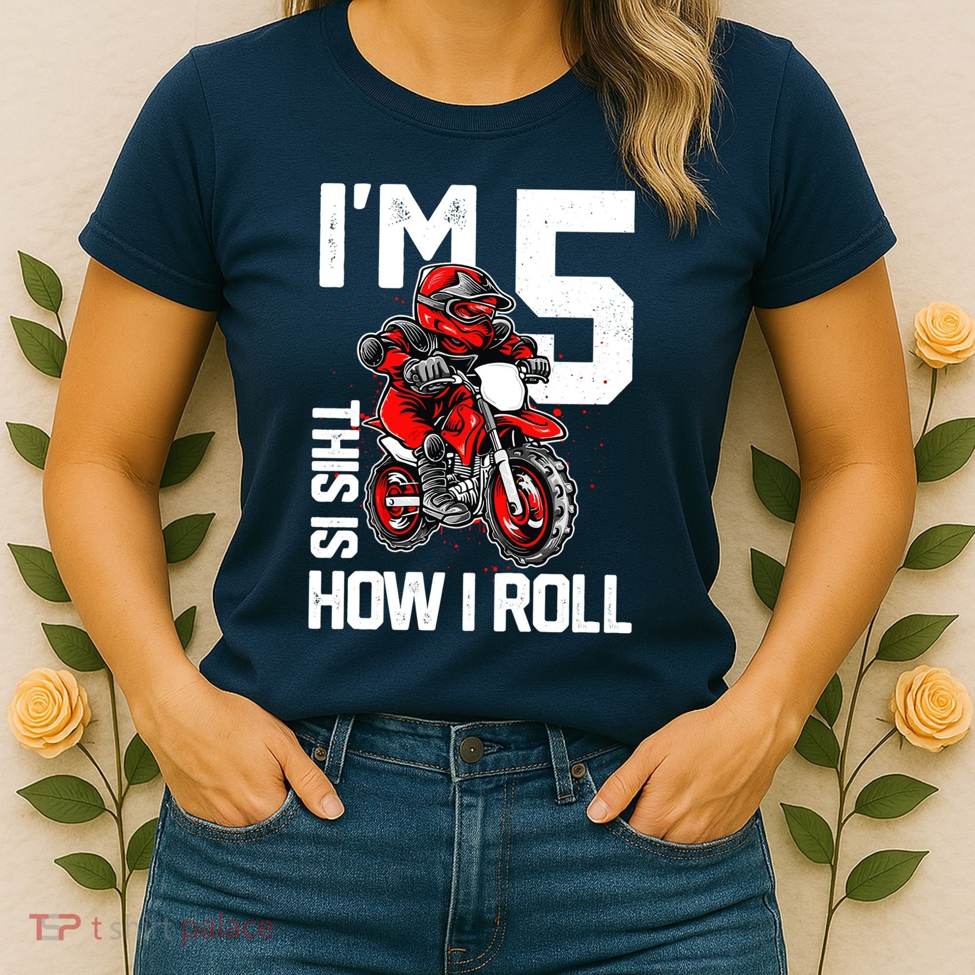 Im 5 This Is How I Roll Dirt Bike 5th Birthday Party Boy Women's T-Shirt