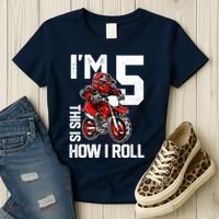 Im 5 This Is How I Roll Dirt Bike 5th Birthday Party Boy Women's T-Shirt thumb 3