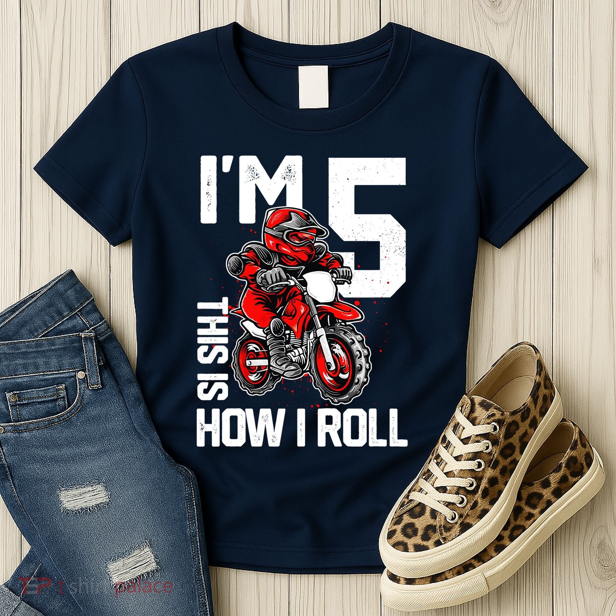 Im 5 This Is How I Roll Dirt Bike 5th Birthday Party Boy Women's T-Shirt