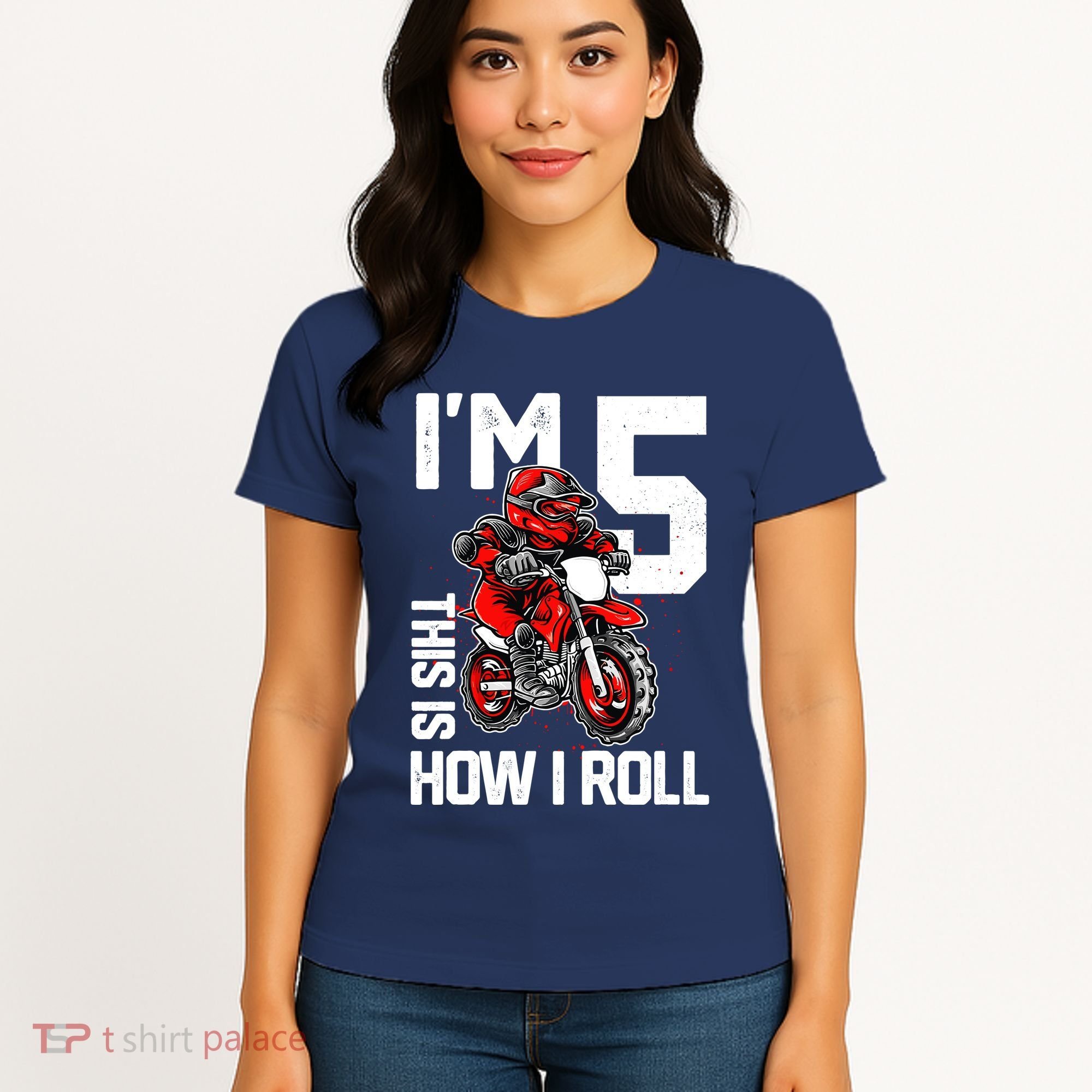 Im 5 This Is How I Roll Dirt Bike 5th Birthday Party Boy Women's T-Shirt