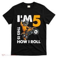 IM 5 This Is How I Roll Dirt Bike 5th Birthday Party Boy T-Shirt thumb 0