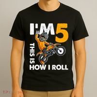 IM 5 This Is How I Roll Dirt Bike 5th Birthday Party Boy T-Shirt thumb 3