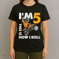 IM 5 This Is How I Roll Dirt Bike 5th Birthday Party Boy T-Shirt thumb 4