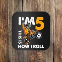IM 5 This Is How I Roll Dirt Bike 5th Birthday Party Boy Coaster thumb 0