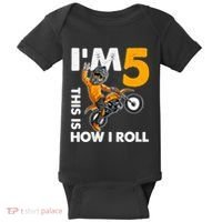 IM 5 This Is How I Roll Dirt Bike 5th Birthday Party Boy Baby Bodysuit thumb 0