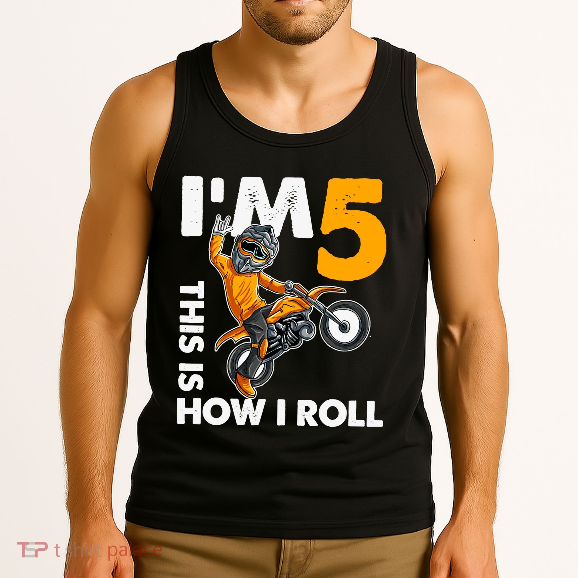 IM 5 This Is How I Roll Dirt Bike 5th Birthday Party Boy Tank Top