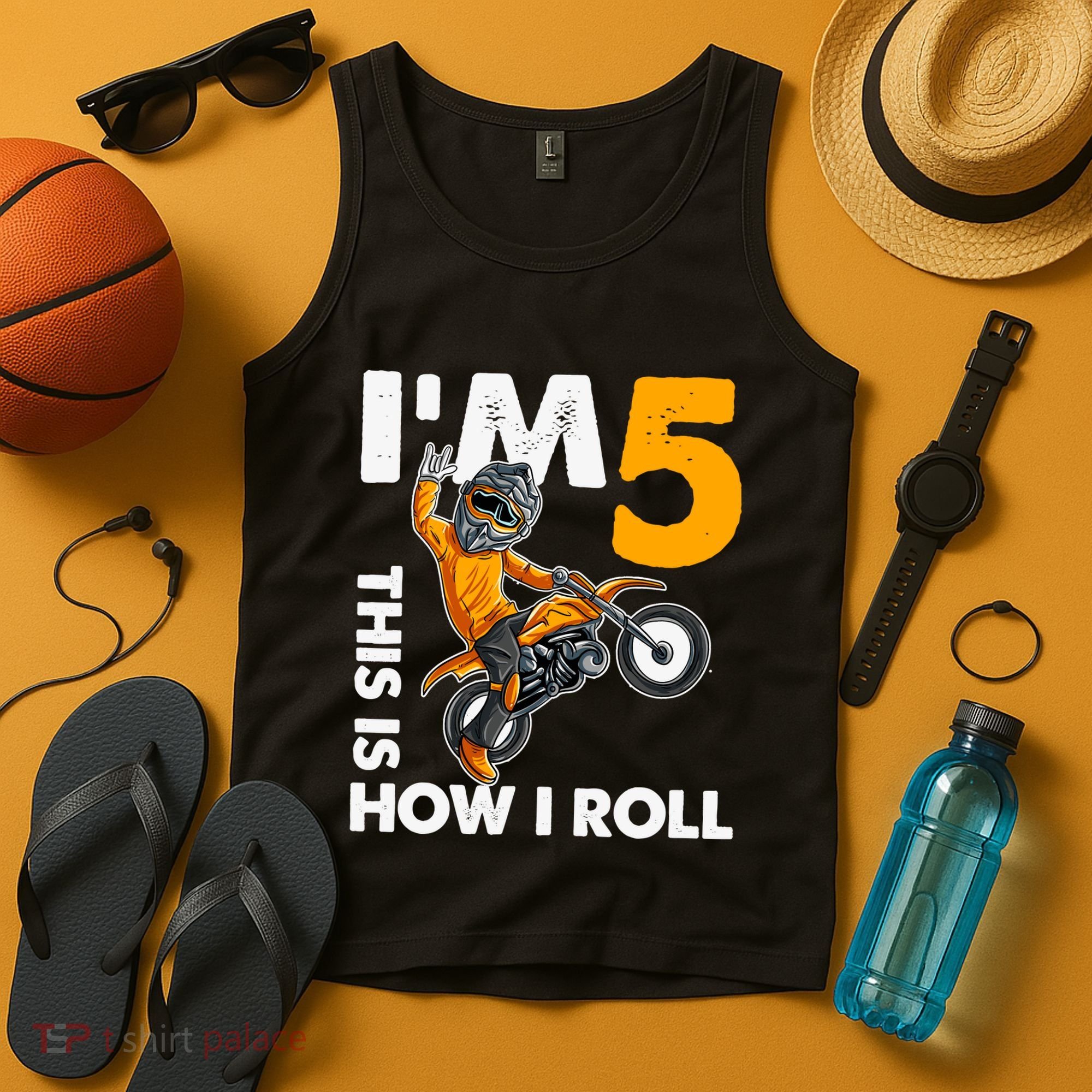 IM 5 This Is How I Roll Dirt Bike 5th Birthday Party Boy Tank Top