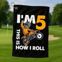 IM 5 This Is How I Roll Dirt Bike 5th Birthday Party Boy Golf Towel thumb 1