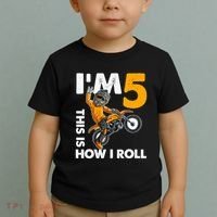 IM 5 This Is How I Roll Dirt Bike 5th Birthday Party Boy Toddler T-Shirt thumb 2