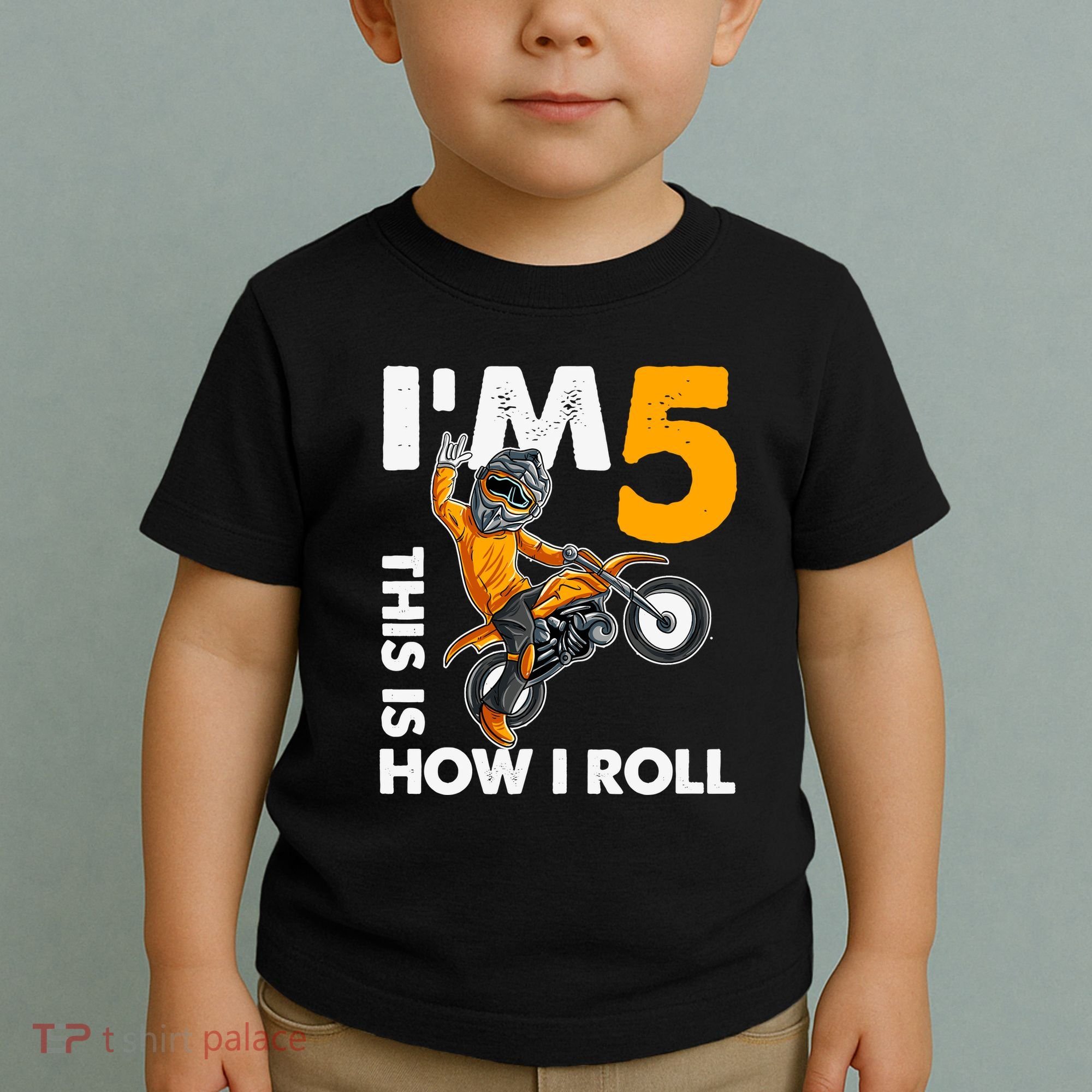IM 5 This Is How I Roll Dirt Bike 5th Birthday Party Boy Toddler T-Shirt