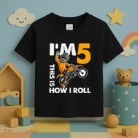 IM 5 This Is How I Roll Dirt Bike 5th Birthday Party Boy Toddler T-Shirt thumb 3