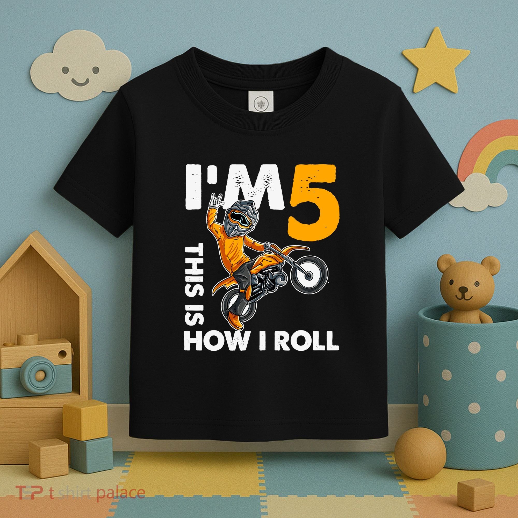 IM 5 This Is How I Roll Dirt Bike 5th Birthday Party Boy Toddler T-Shirt