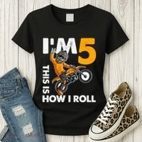 IM 5 This Is How I Roll Dirt Bike 5th Birthday Party Boy Women's T-Shirt thumb 3
