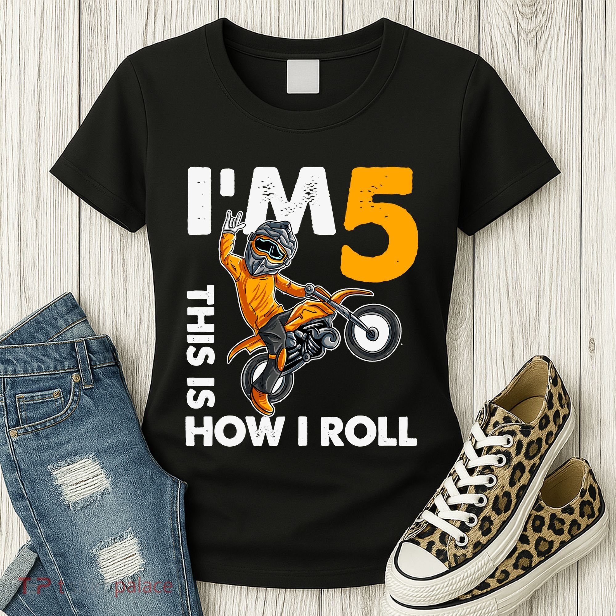 IM 5 This Is How I Roll Dirt Bike 5th Birthday Party Boy Women's T-Shirt