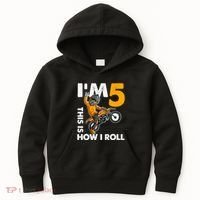 IM 5 This Is How I Roll Dirt Bike 5th Birthday Party Boy Kids Hoodie thumb 0