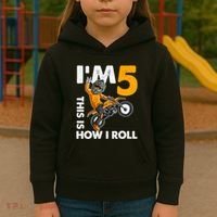 IM 5 This Is How I Roll Dirt Bike 5th Birthday Party Boy Kids Hoodie thumb 3