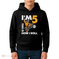 IM 5 This Is How I Roll Dirt Bike 5th Birthday Party Boy Kids Hoodie thumb 4