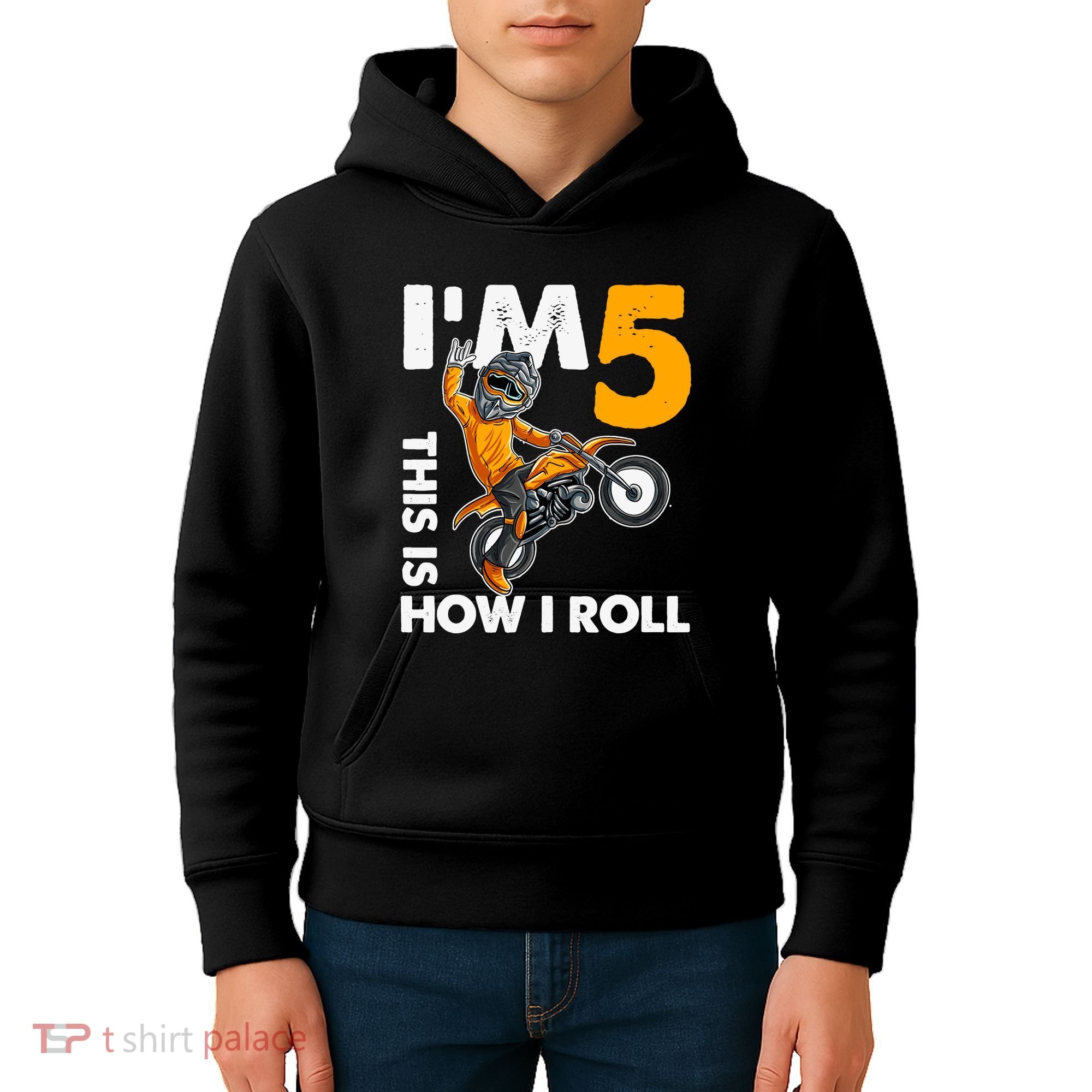IM 5 This Is How I Roll Dirt Bike 5th Birthday Party Boy Kids Hoodie