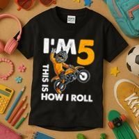 IM 5 This Is How I Roll Dirt Bike 5th Birthday Party Boy Kids T-Shirt thumb 3