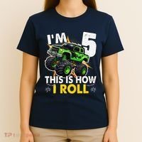IM 5 This Is How I Roll Monster Truck 5th Birthday T-Shirt thumb 4