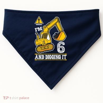 IM 6 And Digging It 6th Birthday Boy Construction USA-Made Doggie Bandana
