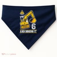 IM 6 And Digging It 6th Birthday Boy Construction USA-Made Doggie Bandana thumb 0