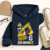 IM 6 And Digging It 6th Birthday Boy Construction Hoodie thumb 4