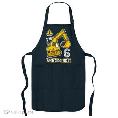 IM 6 And Digging It 6th Birthday Boy Construction Apron