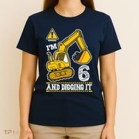IM 6 And Digging It 6th Birthday Boy Construction T-Shirt thumb 4