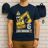 IM 6 And Digging It 6th Birthday Boy Construction T-Shirt thumb 6