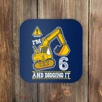 IM 6 And Digging It 6th Birthday Boy Construction Coaster thumb 0