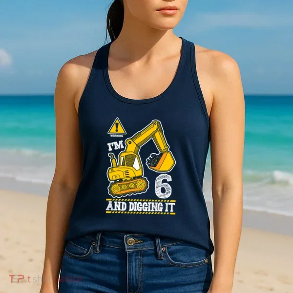 IM 6 And Digging It 6th Birthday Boy Construction Women's Tank Top