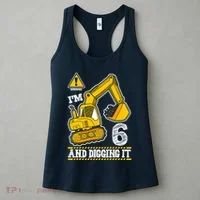 IM 6 And Digging It 6th Birthday Boy Construction Women's Tank Top thumb 3