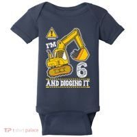 IM 6 And Digging It 6th Birthday Boy Construction Baby Bodysuit thumb 0